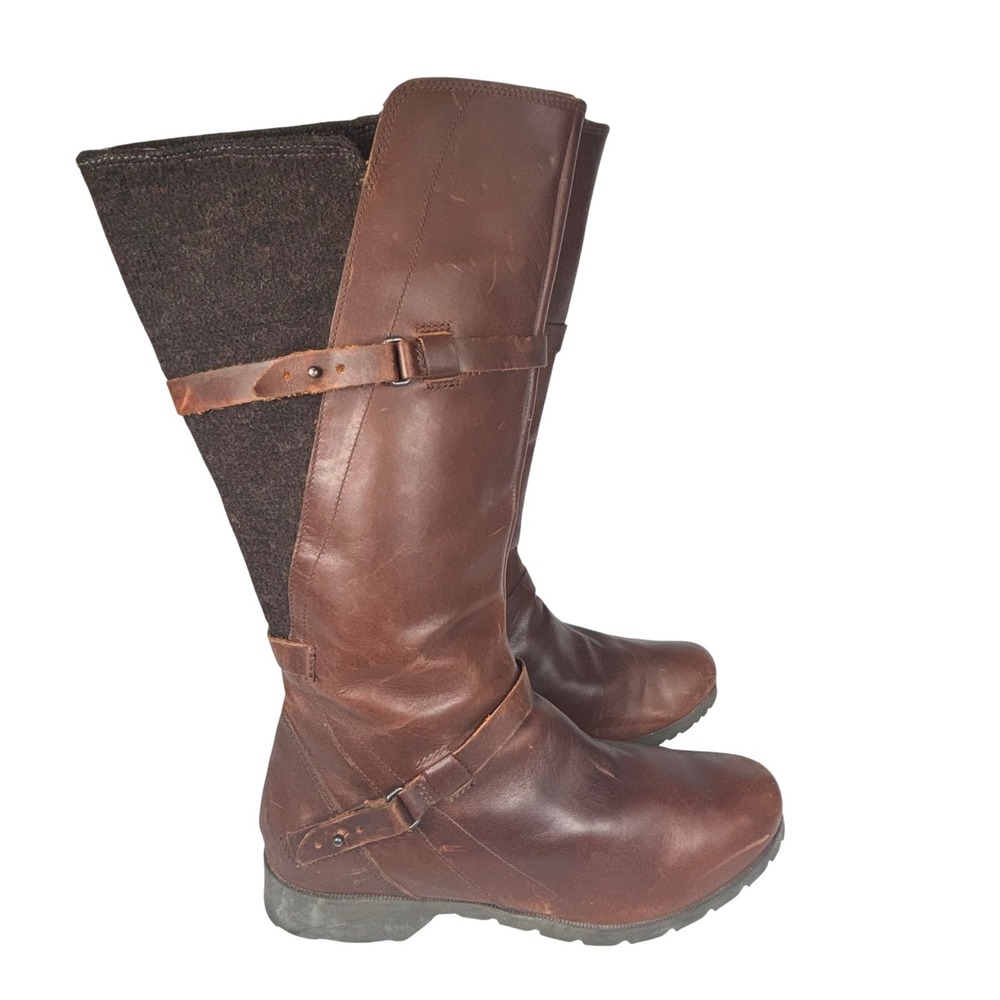 Teva De La Vina Riding Boots Brown Waterproof Leather Wool Outdoors Women 11
